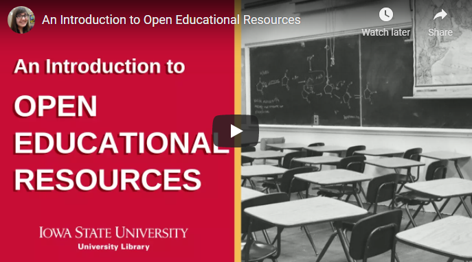 Picture of the title screen for a video: An Introduction to Open Educational Resources